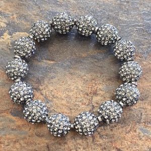 NWOT Silver Pave Crystal Ball Stretch Bracelet
